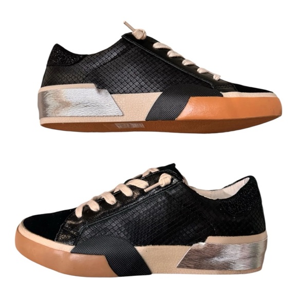 Dolce Vita Shoes - Dolce Vita ZINA Sneakers | Onyx Embossed Leather | Size 6.5 | Chic Street Style